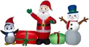 Christmas SANTA SNOWMAN PENGUIN GIFT SCENE 9 FT Airblown Inflatable