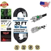 30FT Heavy Duty Extension Cord with Lighted End - Weatherproof Power Solution