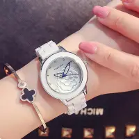 在飛比找Yahoo!奇摩拍賣優惠-女生腕錶 新款白色陶瓷女錶 防水錶 簡約數字時尚手錶  氣質