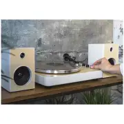 Crosley Aluminum Platted T170 Turntable Shelf System White with Stereo Speakers
