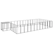 vidaXL Dog Kennel Black 22.99 m² Steel Outdoor Puppy Enclosure Dog Cage House