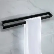 800mm Towel Rack Rail Single Square Stainless Steel 304 Wall Mounted Black Bath