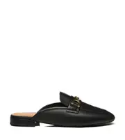 Women Loafer Leather Slides Chain Slip-on Flat Office Nonslip Shoes EVERAU Grier