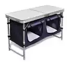 Portable Outdoor Folding Camping Table with Storage for Picnic Beach Hiking BBQ