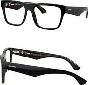 [BURBERRY] BE2411 Square Shape Acetate Eyeglasses with eSHADES Luxury Eyewear Kit Bundle, Top Black on Vintage Check Frame | Clear Lens