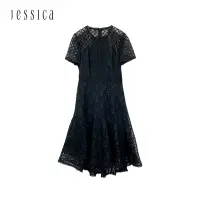 在飛比找Yahoo奇摩購物中心優惠-JESSICA - 浪漫氣質鏤空提花蕾絲短袖洋裝22347C