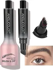 Anglicolor Upgrade Eyebrow Gel Pen Long Lasting,Waterproof Eyebrow Pen,Eyebrow Pen Natural Look,Multi-Use,Angled Square Brush,Quick Drying,Antifouling,Anti-Wrinkle,High Color Rendering,Compact Carry (#06Grayblack)
