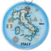 Italy Ornament - Fused Glass Christmas Tree- Art Glass Light Catcher Map
