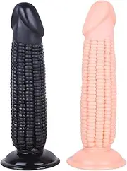 Corn Dildo Soft Anal Plug Anal Dildo with Suction Cup Real Penis Dildos Butt Plug Prostate Massager G-Spot Vaginal Anal Masturbation Sex Toys for Women Men(Black Schwarz)