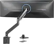 VIVO Premium Aluminum Heavy Duty Monitor Arm for Ultrawide Monitors up to 49 inches and 33 lbs, Single Desk Mount Stand, Pneumatic Height, Max VESA 100x100, Black, STAND-V101G1