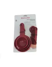 Kitchen Aid 4 Measuring Cups & 5 Spoon Set - Empire Red- Kitchen Tools New