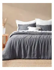 [Natural Home] Vintage Washed Hemp Linen Quilt Cover Set Charcoal
