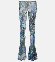 [Jean Paul Gaultier] Jean Paul Gaultier Papillon jersey flared pants AU 10 blue
