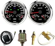 ELING 85mm Gauge Set 3 in 1 GPS Speedometer 0-200MPH with 0-8000RPM Tacho Gauge Tachometer with Fuel Level Oil Pressure Water Temp with Sensors with Backlight for Car Motorcycle