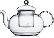 CnGlass 1200ml Glass Teapot with Removable Infuser,Stovetop Safe Tea Kettle,Blooming & Loose Leaf Tea Pot