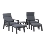 Floyd 5 Piece Recliner Chat Set - Gunmetal/Black