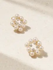 [Mateo] Mateo - 14-karat Yellow And White Gold, Pearl And Diamond Earrings - One size One size White