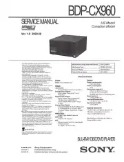 SONY BDP-CX960 Blu Ray DVD Service & Operating Manuals ( On CD )