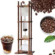 3000ML Commercial Ice Drip Coffee Maker, Cold Brew Drip Coffee Maker with Slow Drip Technology, Glass and Solid Wood Frame, for Home, Office, Speed Adjustable, 25 Cups Coffee