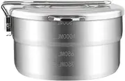 Daseeme 1.5L Stainless Steel Lunch Case with Storage Bag Camping Pot for Backpacking Hikiing Fishing