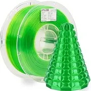 Transparent Clear PETG 3D Printer Filament, Easy to Print Clear Green PETG Filament 1.75mm, Clean Wound Dimensional Accuracy +/-0.03mm, 1KG/Spool