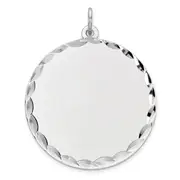 Sterling Silver Rhod-Plated Eng. Round Polish Front/Satin Back Disc Charm