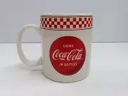 Coca-Cola Coffee Mug Cup Checkered Rim Drink Coca-Cola Disc Logo Coke