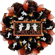 Boo Crew Halloween Wreath With Adorable Ghosts Handmade Deco Mesh