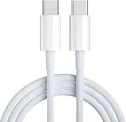 FIME. USB C to USB C Cable, 60W USB C Charger Cable Type C Charging Cable for iPhone 15/Pro/Plus/Pro Max, iPad Mini 6/Pro 2021/Air 4, MacBook Pro 2020, Samsung Galaxy S23 and More (White) (1.0 Meters)