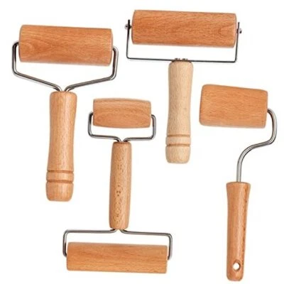 4 Pack Wood Pastry Pizza Roller, Non Stick Wooden Rolling Pin for Home,