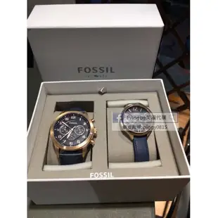 (現貨)FOSSIL情侶對錶 皮質表帶 深藍經典三眼手錶 只有一組