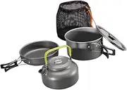 Abbraccia 3 Pieces Camping Cooking Set with Storage Bag Non Stick Pot Frying Pan Kettle Camping Cookware for Hiking Barbecue Campfire