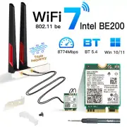 Wi-Fi 7 Intel BE200NGW M.2 Antennas Kit Tri-Band WiFi Bluetooth Card for Desktop