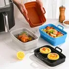 Foldable Square Silicone Pot For NINJA Air Fryer Kitchen Heating Baking Pan ZR