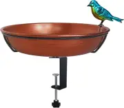 Deck Bird Bath for Outdoors, 11" Copper Metal Birdbath Bowl with Adjustable Big