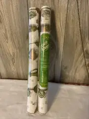 NOS 2 Vintage KWIK KOVER Contact Paper 60's 70's Kitchy Avocado Green Gold