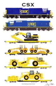 CSX TTX Construction Tractor Train 6 magnets Andy Fletcher