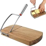 Wire Cheese Slicer Board, Cheese Board Cutter, Multipurpose Acacia Wood Cheese Slicers for Block Cheese Butter Sausages Bread Vegetable
