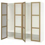 PAX / TONSTAD wardrobe combination, white/oak veneer glass, 200x60x201 cm