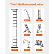 Multi-Purpose Folding Ladder 7-in-1 3 Step 12ft with Scaffolding Plank
