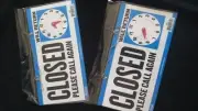 TWO Open Closed Sign Chain 2 sided 11.5 x 6. STORE Hours 2 FREE SUCTION CUPS