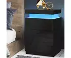 Bedside Table LED 3 Drawers - COLEY Black