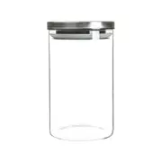 Argon Tableware Glass Storage Jar with Metal Lid - Silicone Seal - 1 Litre