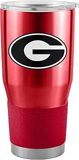 Logo Brands NCAA Georgia Bulldogs - 30oz Gameday Stainless Steel Tumbler, Double-Wall Vacuum Insulated, Slider Lid, Ergonomic Design, Silicone Grip
