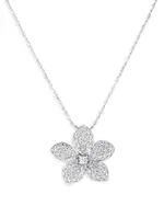 Bloomingdale's Fine Collection Pave Diamond Flower Pendant Necklace in 14K White Gold, 0.75 tcw