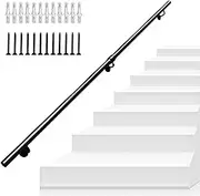 Modern Stair Banister Handrail 1 2 3 4 5 6 metres, Stairway Railing | Staircase Railing Brackets Black Metal Wrought Iron Wall Support Kit for Indoors Outdoors Steps - Home Decor(8.2ft/250cm)