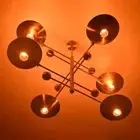 6 Lights Large Brass Orbital Pendant Lamp Mid Century Modern Ceiling Light 54" W