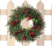Christmas Front Door Wreath - 20inch Artificial Christmas Leaves Wreath Decorations | Large Christmas Wreath Decorations, Outdoor Door Decorations, Christmas Collection