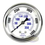 Liquid Filled 5000 PSI Air Pressure Gauge 2.5" Face Back Mount 1/4" NPT 202L-254
