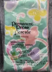 Vintage WestPoint Pepperell Permanent Press Percale Pastel Flower Pillowcases